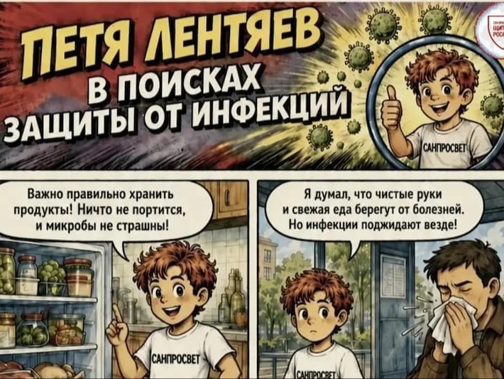 Роспотребнадзор представляет комикс «Петя Лентяев в поисках защиты от инфекций».