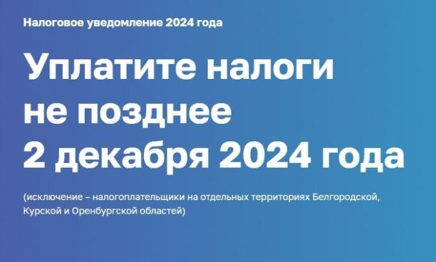 Уплатите налоги не позднее 2 декабря 2024 года.